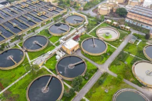 Aerial View Of An Effluent Water Treatment Plant.