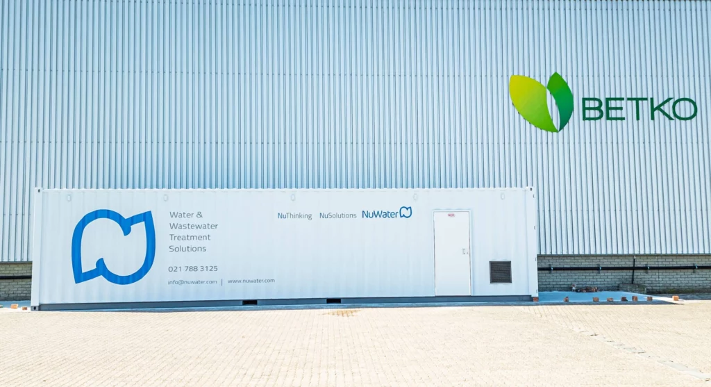 A Containerized Water Treatment Plant With The Betko Logo On The Side.