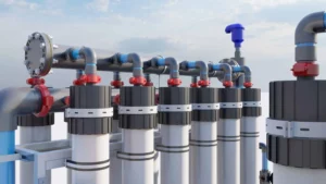 A Detailed 3D Rendering Showcasing The Membrane Filtration Modules Used In Nuwater'S Advanced Water Treatment Systems.